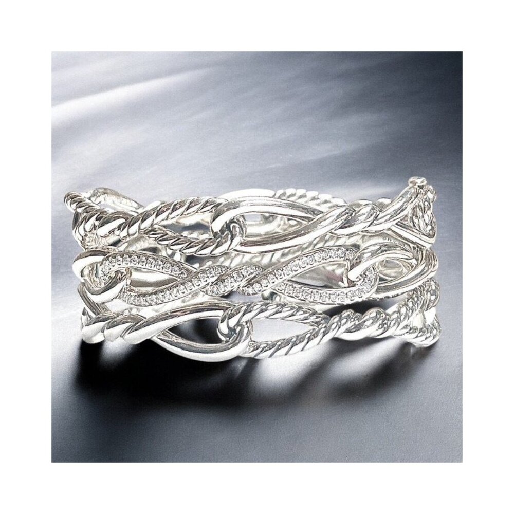 David Yurman Continuous Multi-Row Diamond Cuff Bracelet